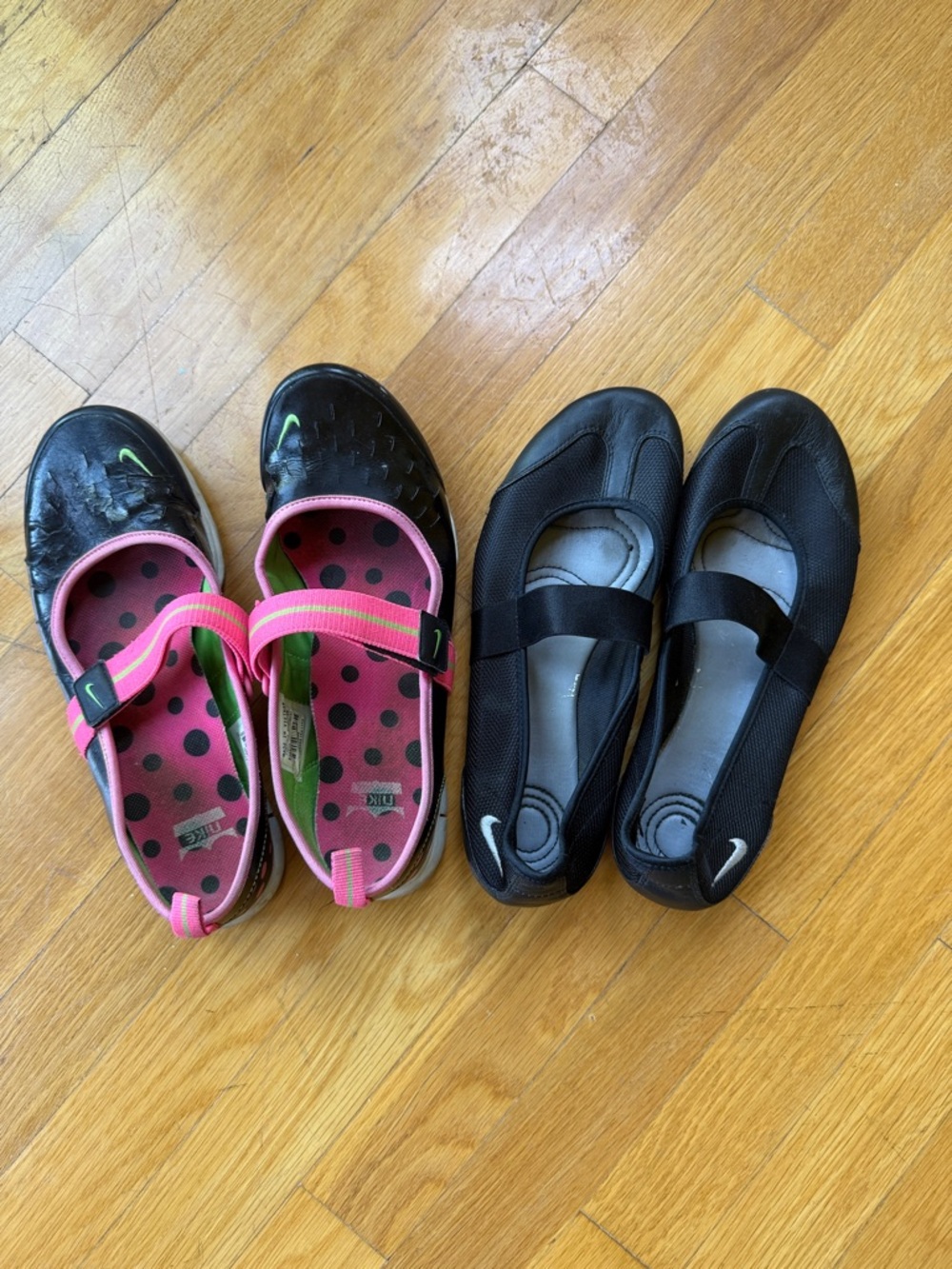 Nike Women’s Black Slip-On Ballerinas + Nike Black/Pink Ballerinas (2pr/1price!)